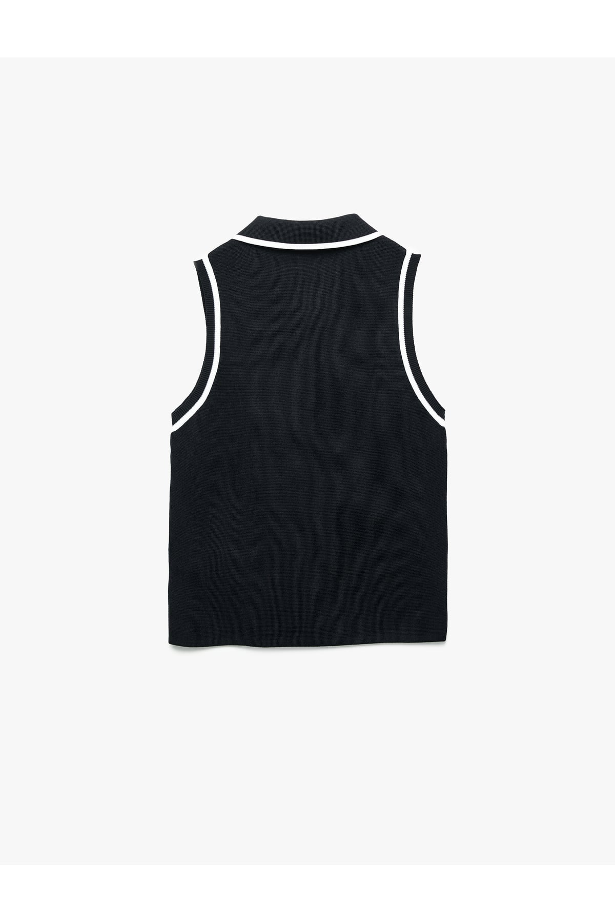 Regular Fit Düğmeli Kolsuz Polo Yaka Triko Bluz