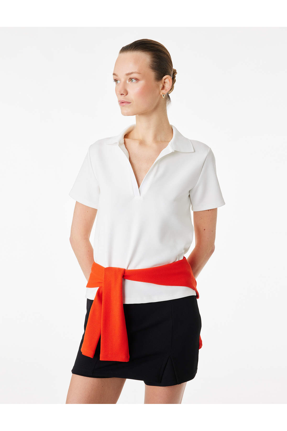 Regular Fit Kısa Kollu Kesik Polo Yaka Tişört