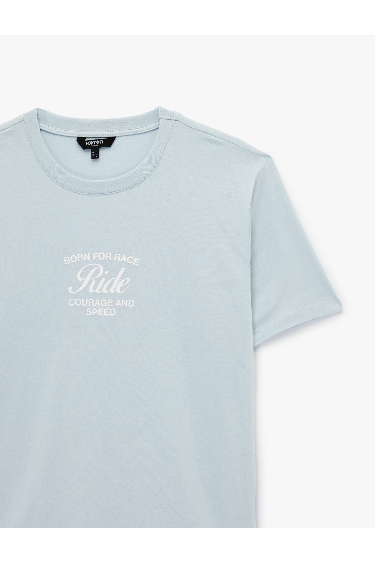 Regular Fit Kısa Kollu Pamuklu Bisiklet Yaka Baskılı Tişört