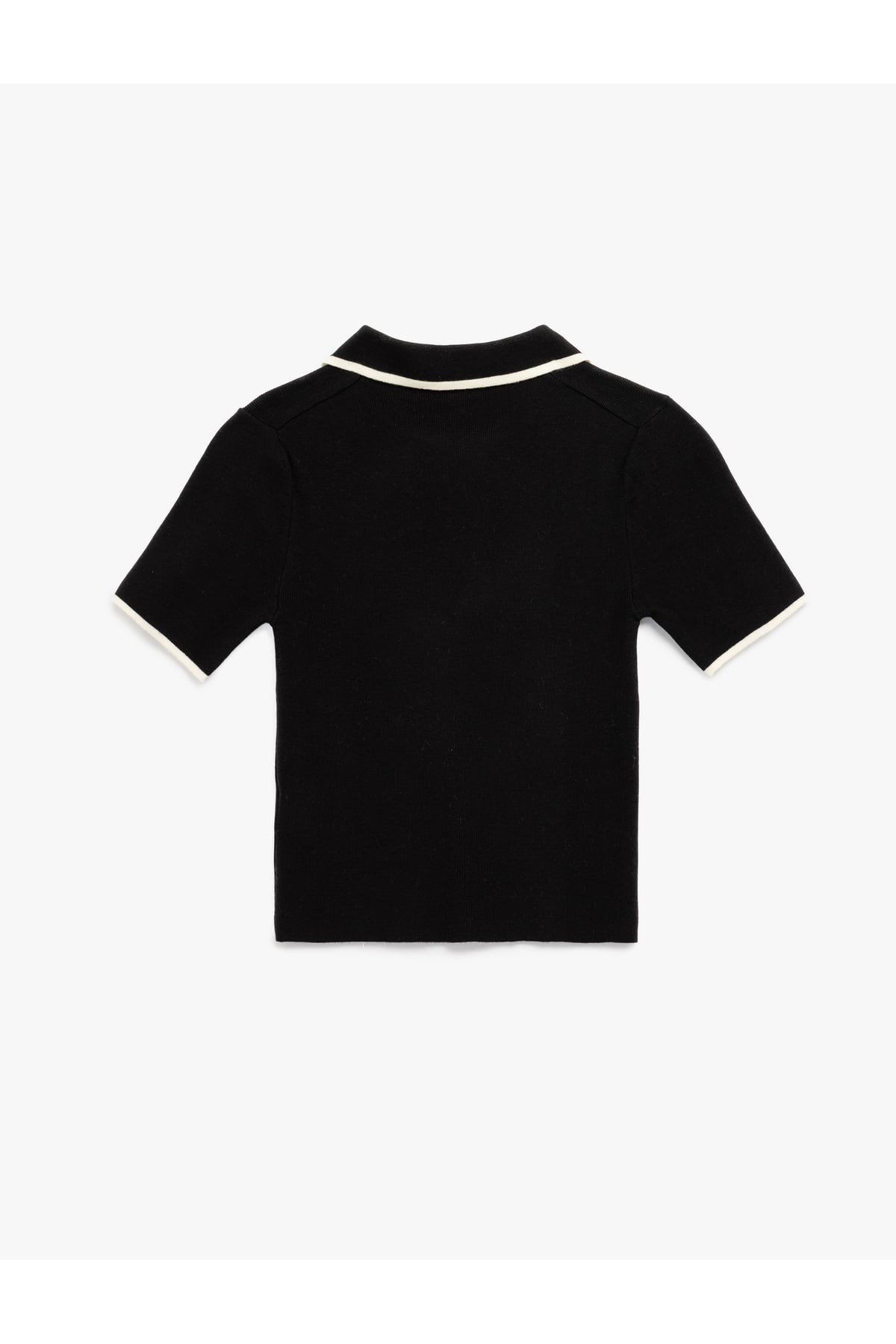 Regular Fit Kısa Kollu Polo Yaka Yarım Fermuarlı Triko Kazak