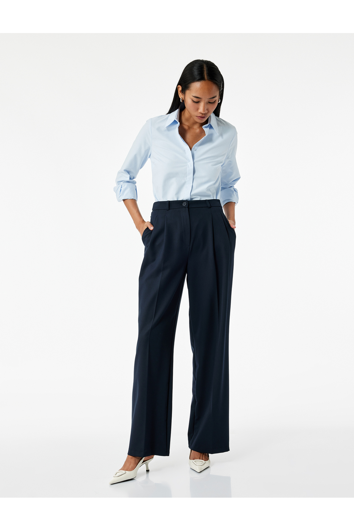 Regular Fit Klasik Yaka Uzun Kollu Poplin Gömlek