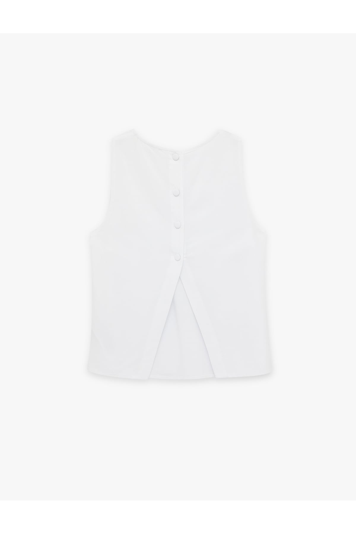 Regular Fit Kolsuz Bisiklet Yaka Keten Karışımlı Bluz
