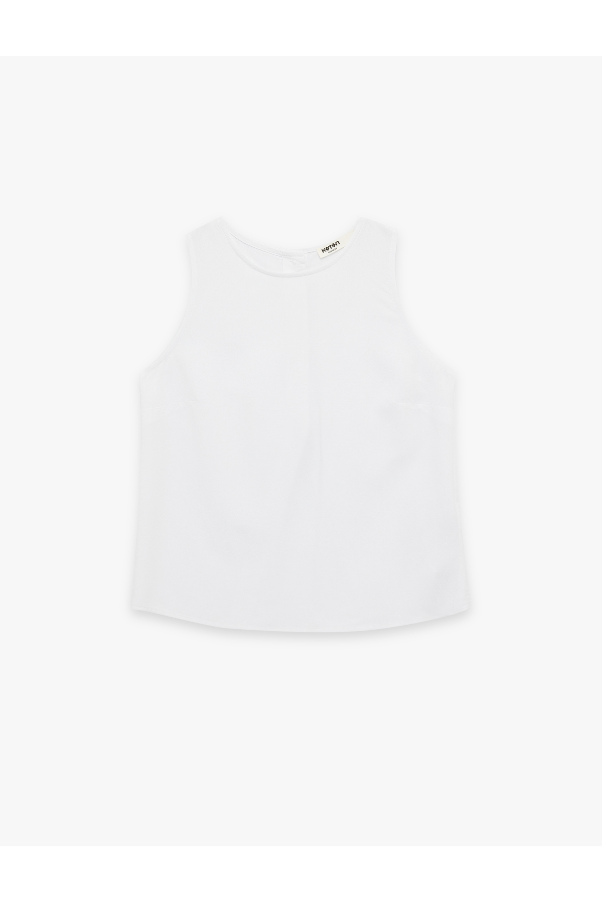 Regular Fit Kolsuz Bisiklet Yaka Keten Karışımlı Bluz