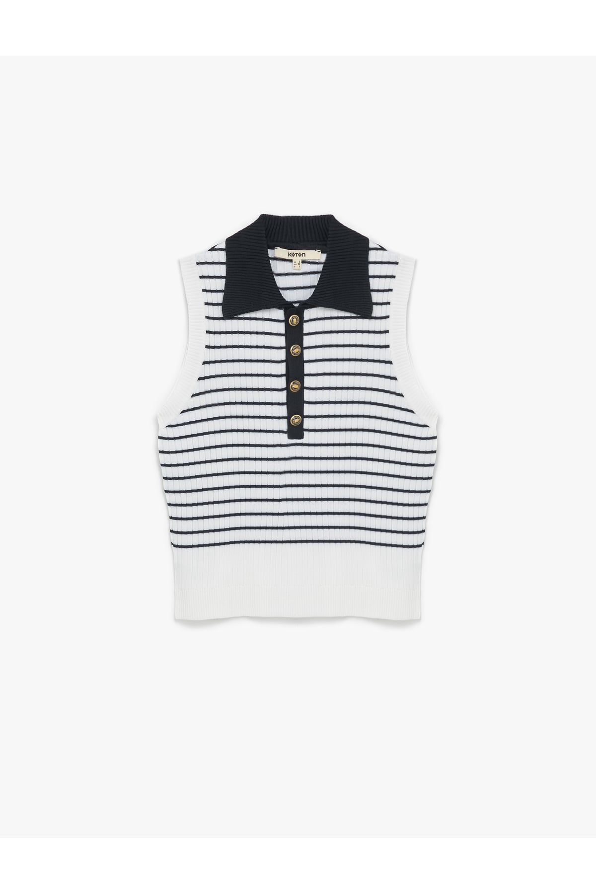 Regular Fit Kolsuz Yarım Düğmeli Polo Yaka Triko Bluz