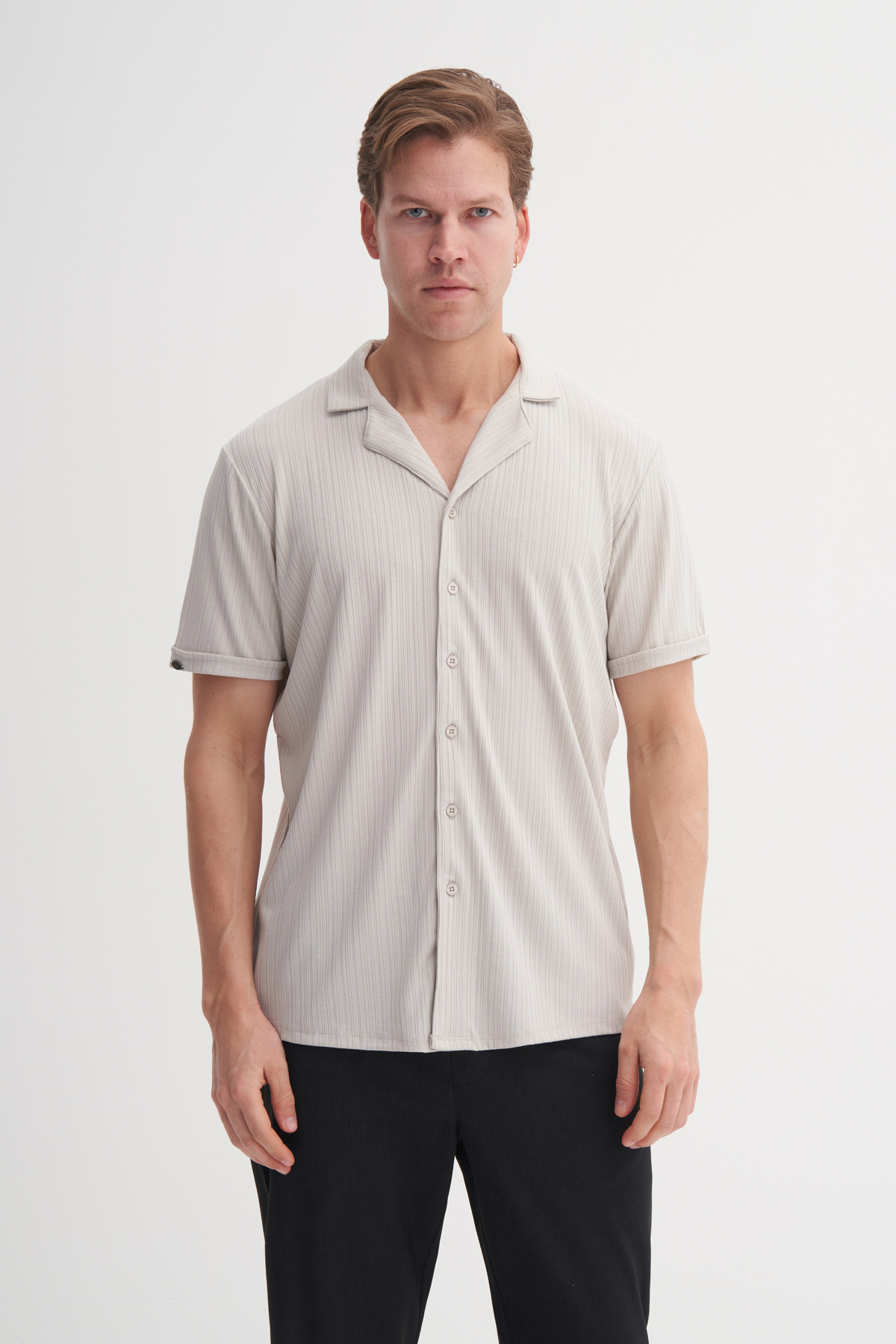 Regular Fit Örme Kısa Kol Gömlek