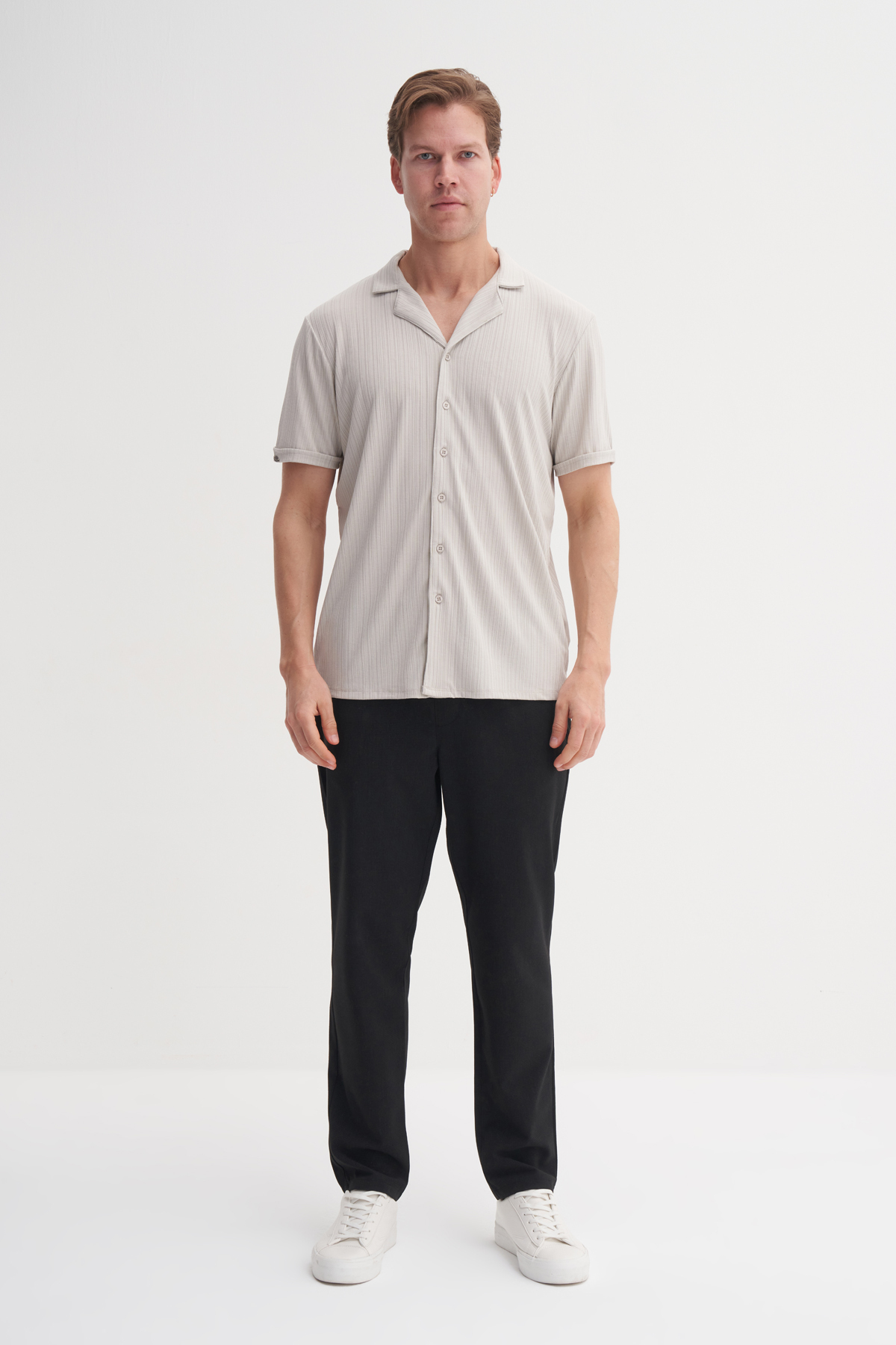 Regular Fit Örme Kısa Kol Gömlek