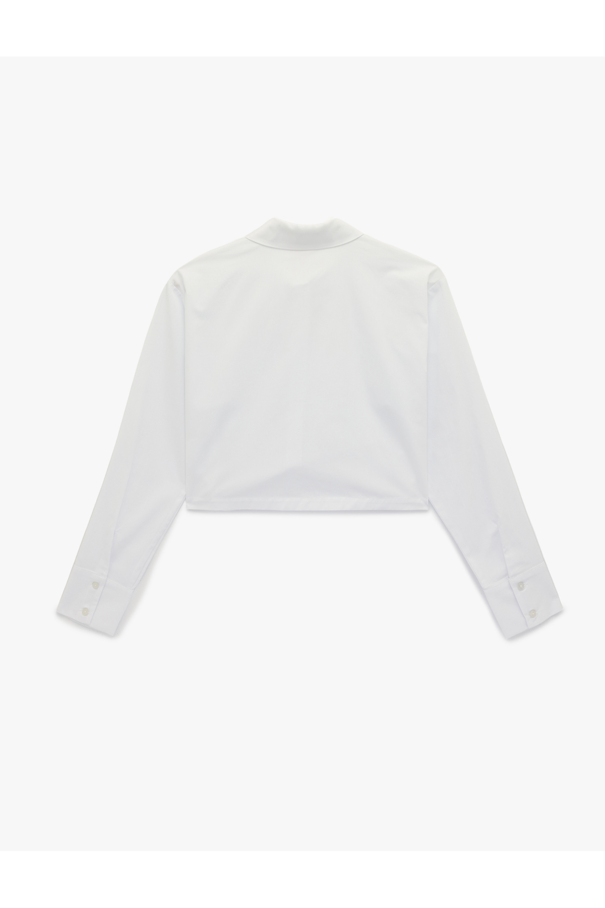 Regular Fit Pamuklu Klasik Yaka Uzun Kollu Crop Gömlek
