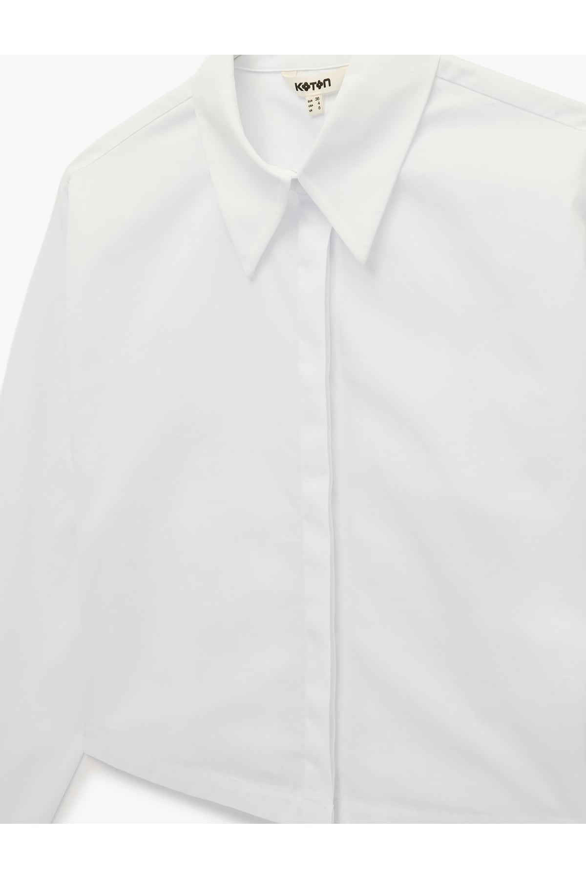 Regular Fit Pamuklu Klasik Yaka Uzun Kollu Crop Gömlek