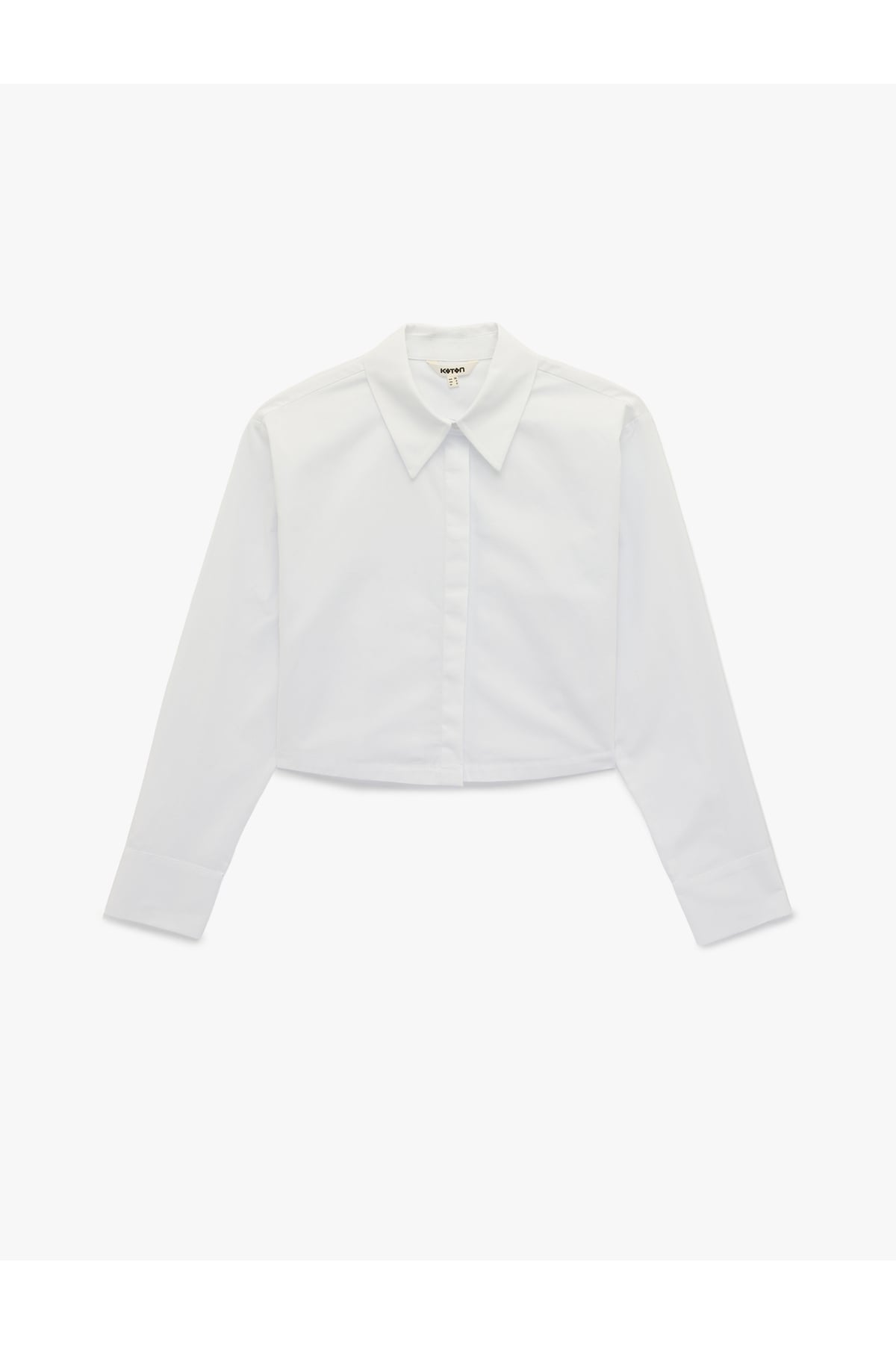 Regular Fit Pamuklu Klasik Yaka Uzun Kollu Crop Gömlek