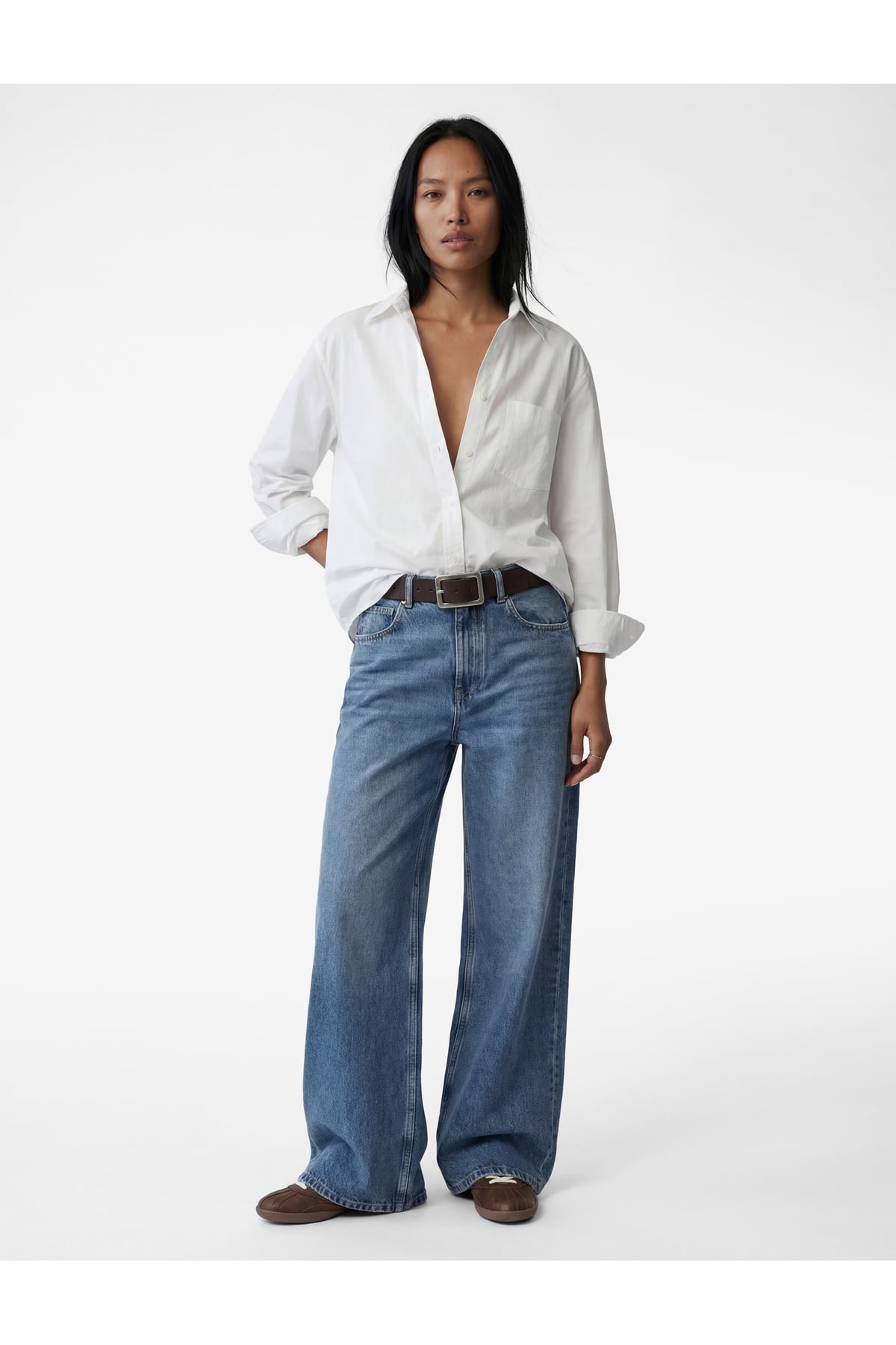 Regular Fit Pamuklu Uzun Kollu Poplin Gömlek