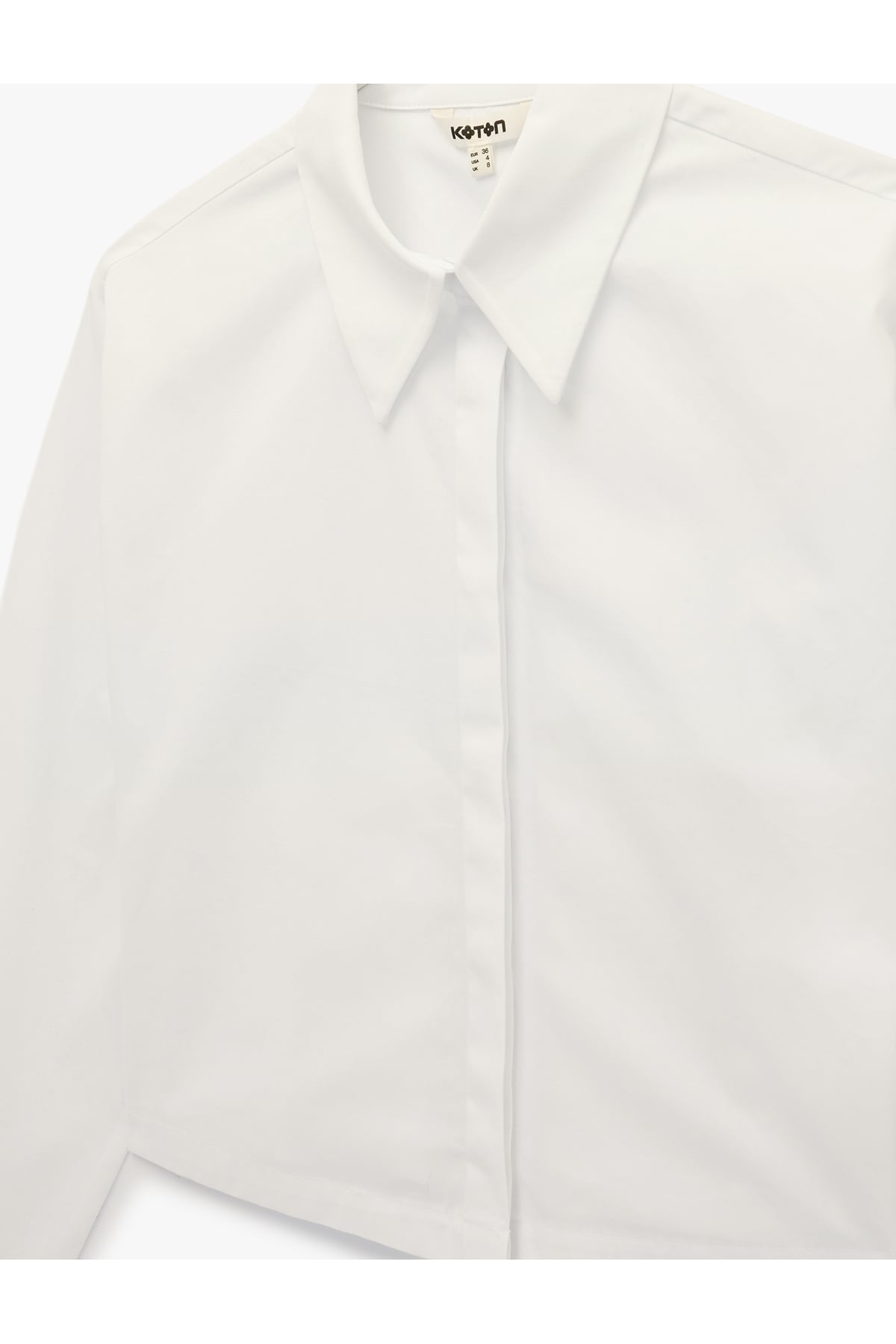 Regular Fit Uzun Kollu Klasik Yaka Crop Gömlek