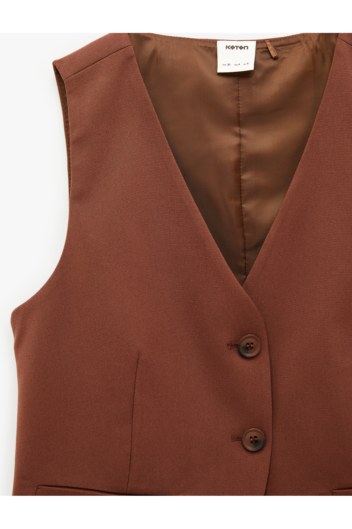 Regular Fit V Yaka Crop Blazer Yelek