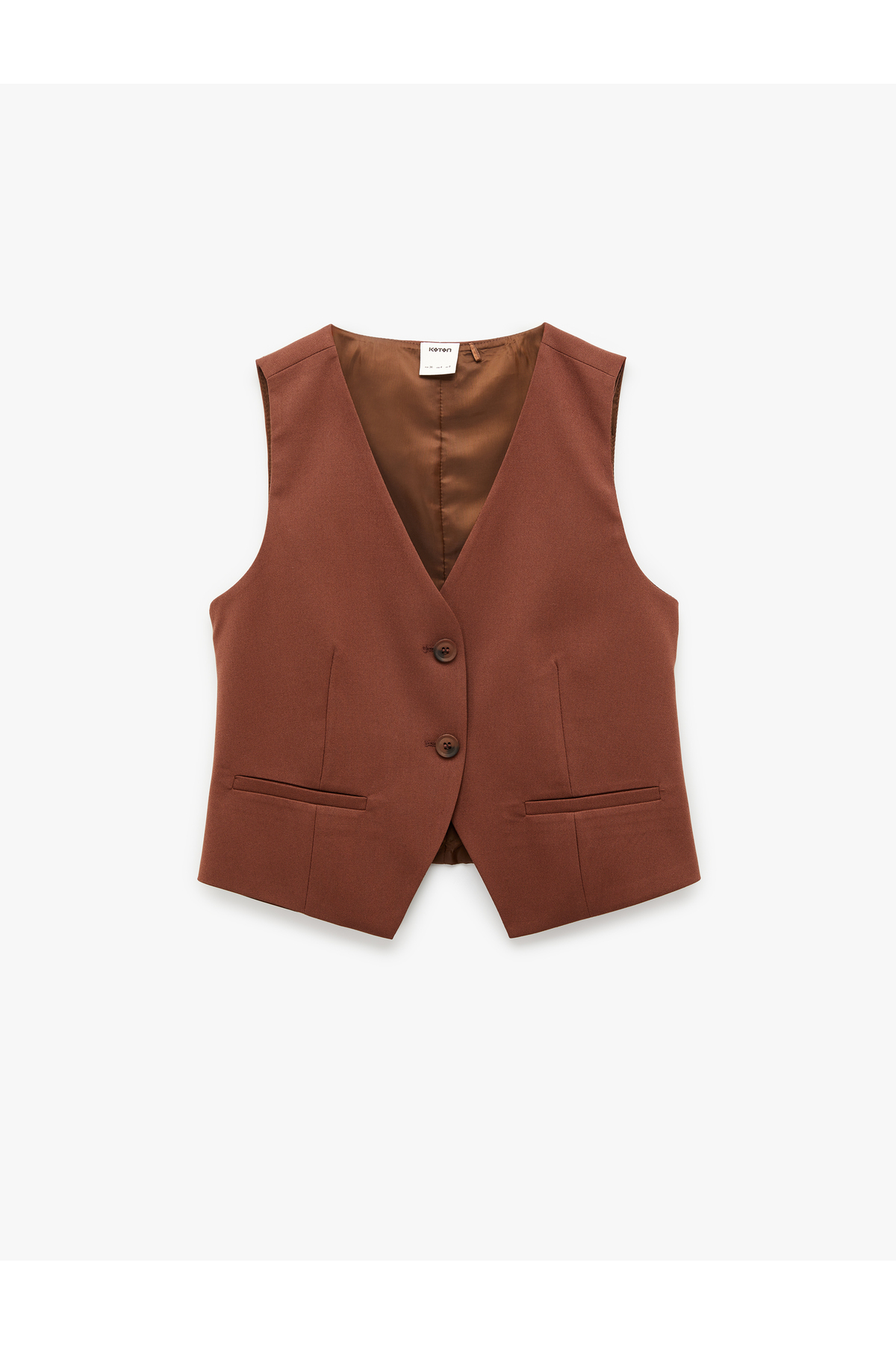 Regular Fit V Yaka Crop Blazer Yelek