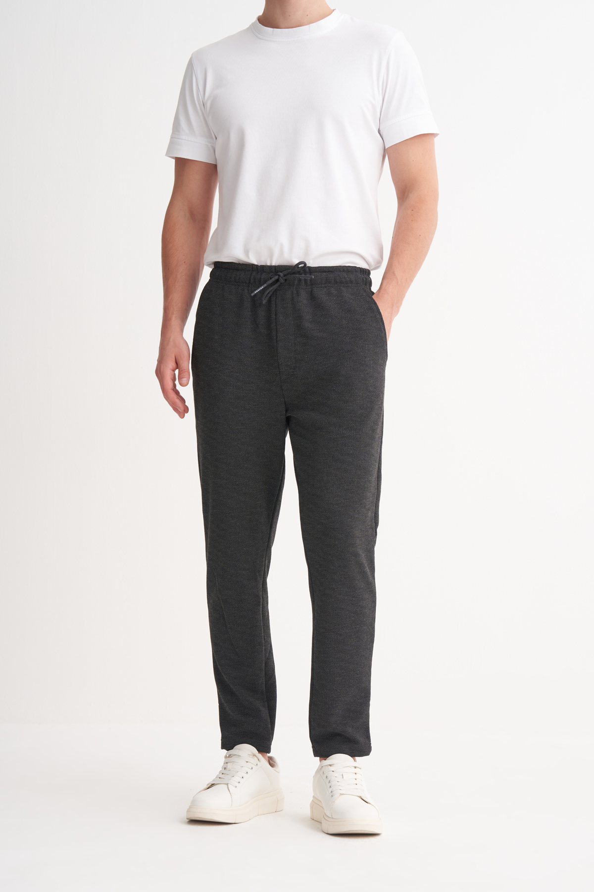 Regular Fit Viskon Karışımlı Kalın Pike Eşofman Altı