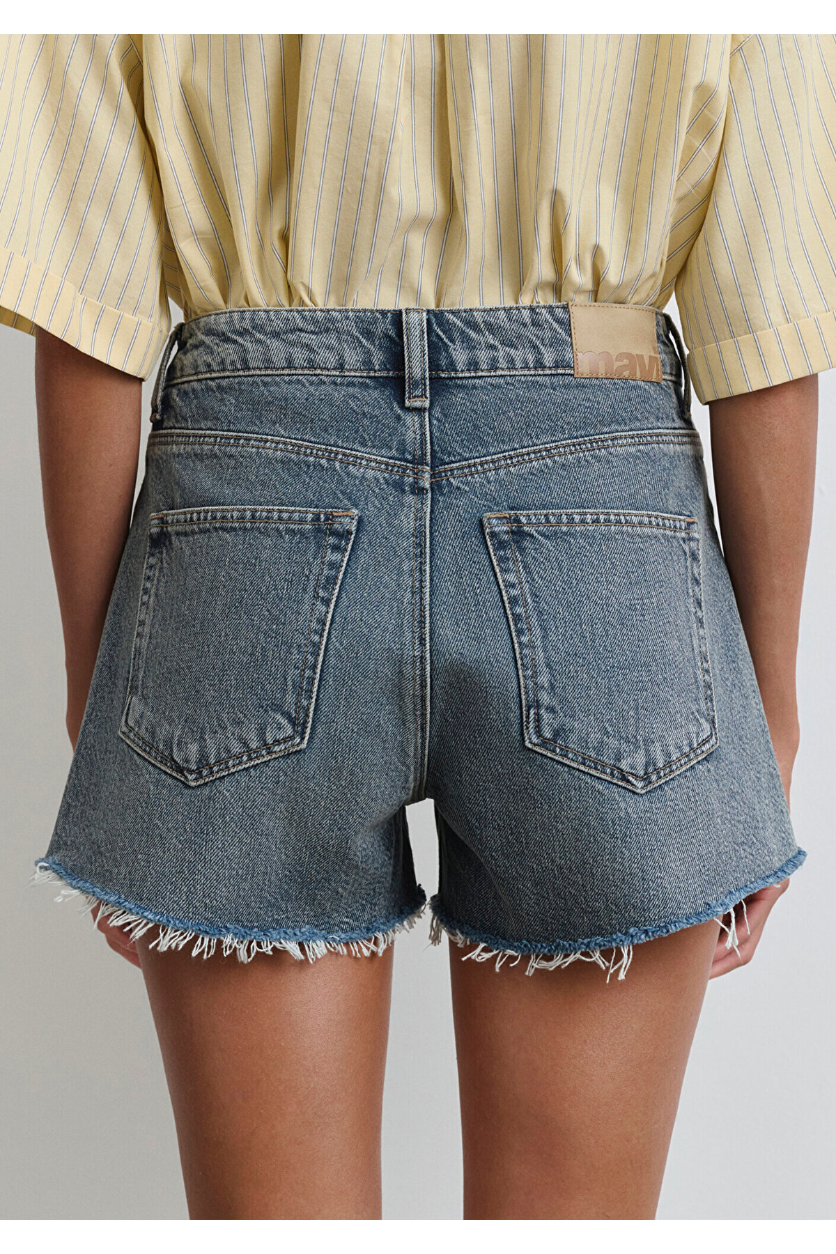 Rosie 90lar Puslu Indigo Mavisi Jean Şort 1447489740