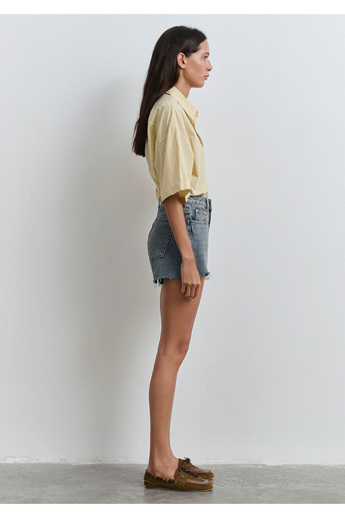 Rosie 90lar Puslu Indigo Mavisi Jean Şort 1447489740