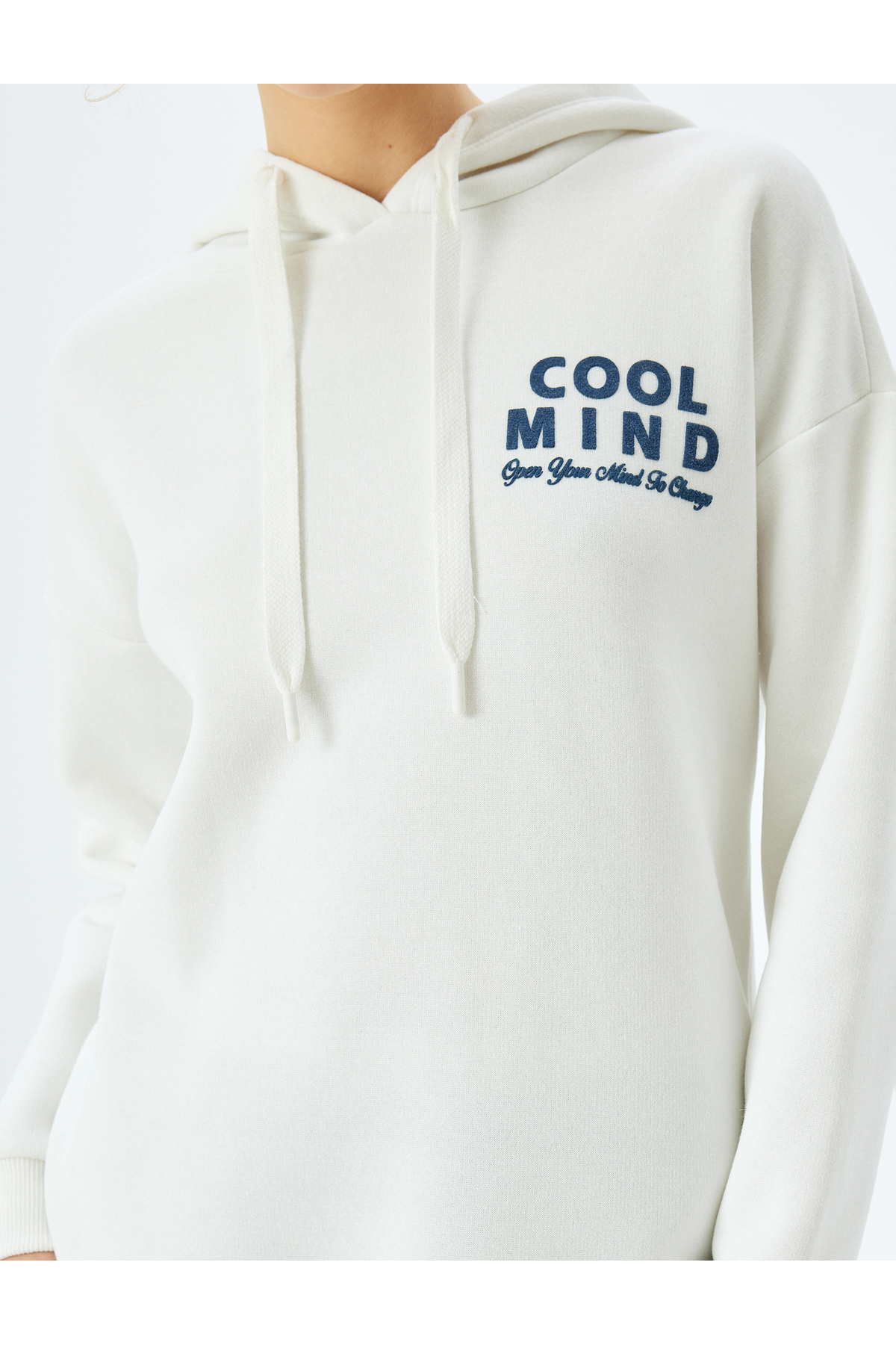 Şardonlu Arkası Baskılı Kapüşonlu Oversize Uzun Kollu Sweatshirt