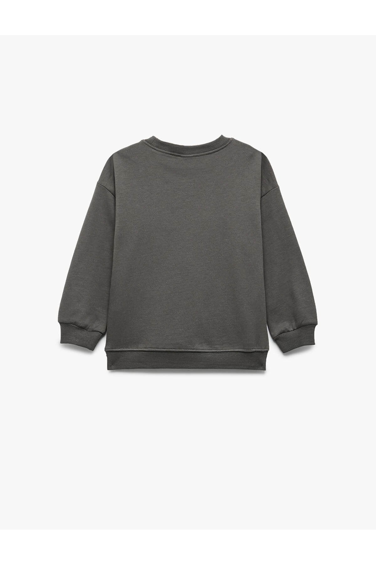 Şardonlu Bisiklet Yaka Fiyonk Baskılı Antrasit Kız Bebek Sweatshirt 6Wmg10102Ak