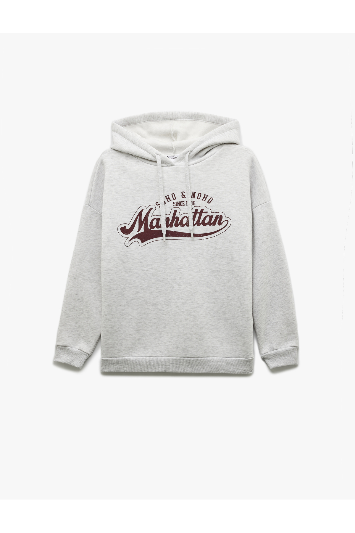 Şardonlu Kapüşonlu Baskılı Oversize Sweatshirt