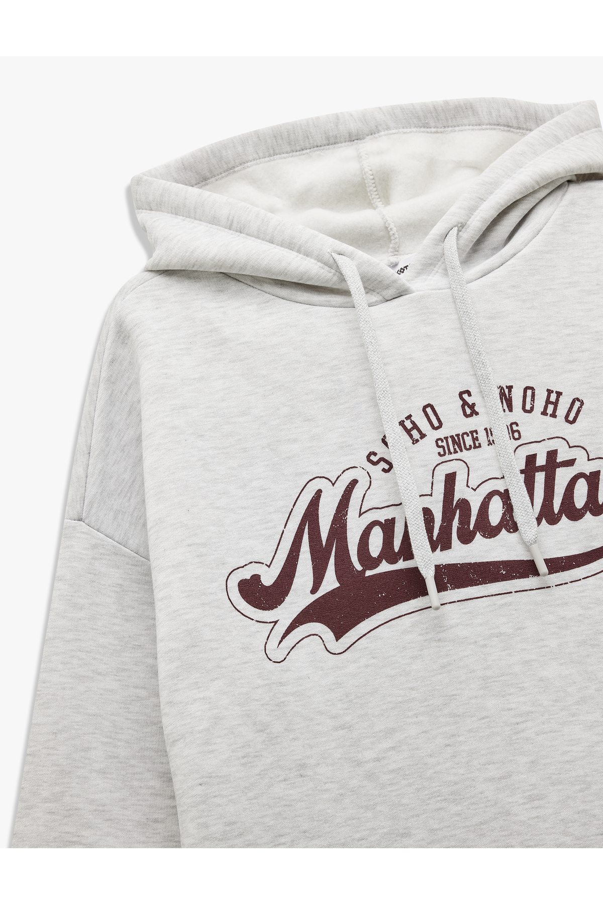 Şardonlu Kapüşonlu Baskılı Oversize Sweatshirt