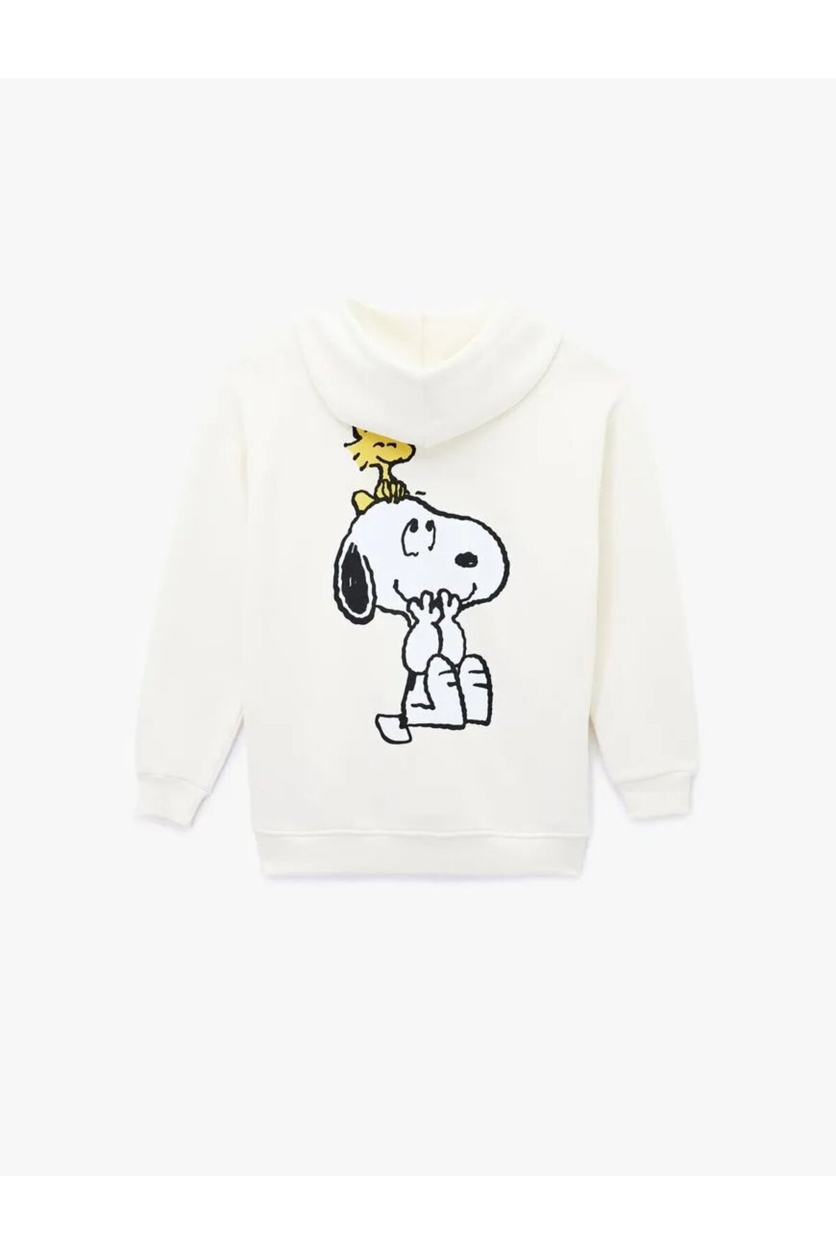 Şardonlu Snoopy Lisanslı Kapüşonlu Uzun Kollu Arkası Baskılı Oversize Sweatshirt