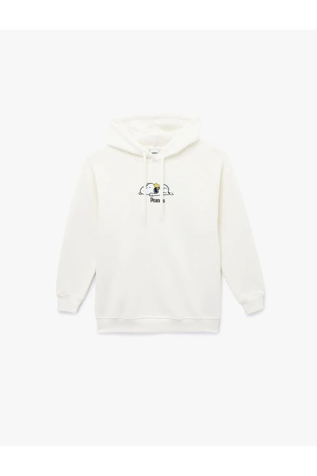 Şardonlu Snoopy Lisanslı Kapüşonlu Uzun Kollu Arkası Baskılı Oversize Sweatshirt