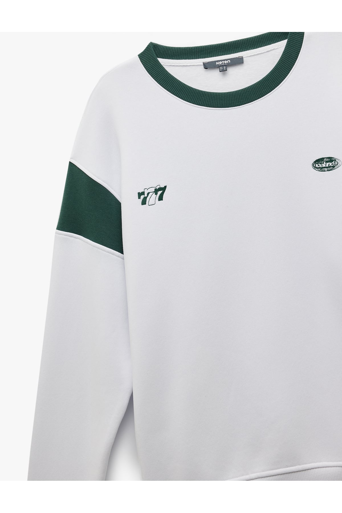 Şardonlu Uzun Kollu Bisiklet Yaka Arkası Baskılı Sweatshirt