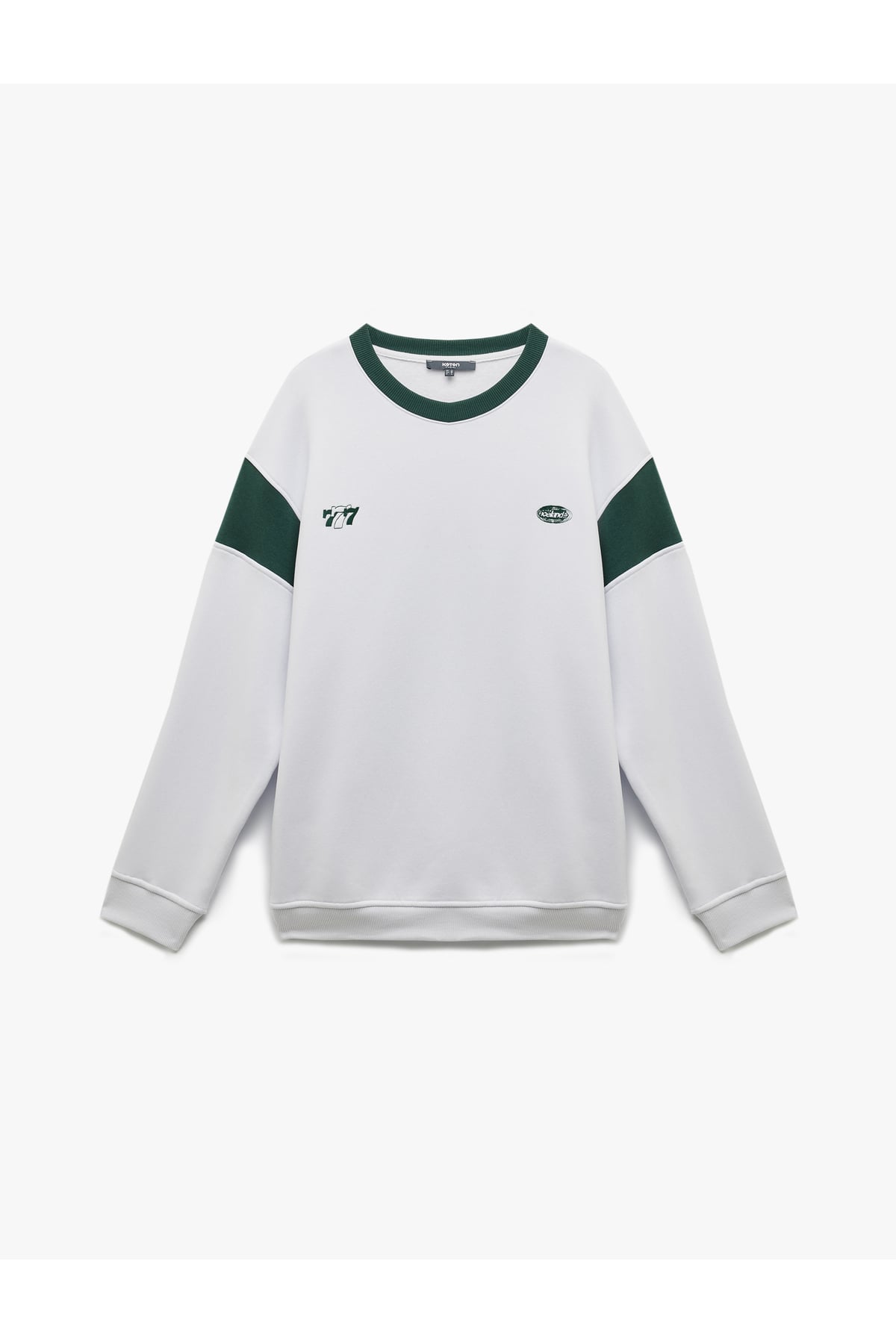 Şardonlu Uzun Kollu Bisiklet Yaka Arkası Baskılı Sweatshirt