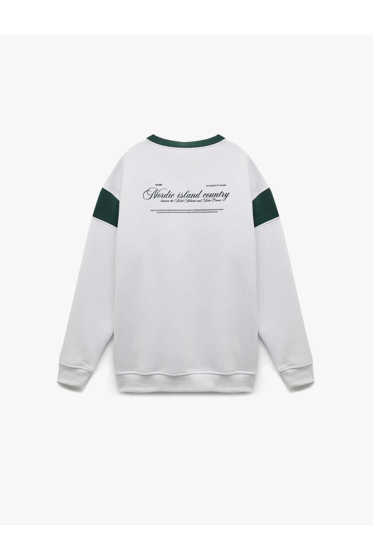 Şardonlu Uzun Kollu Bisiklet Yaka Arkası Baskılı Sweatshirt
