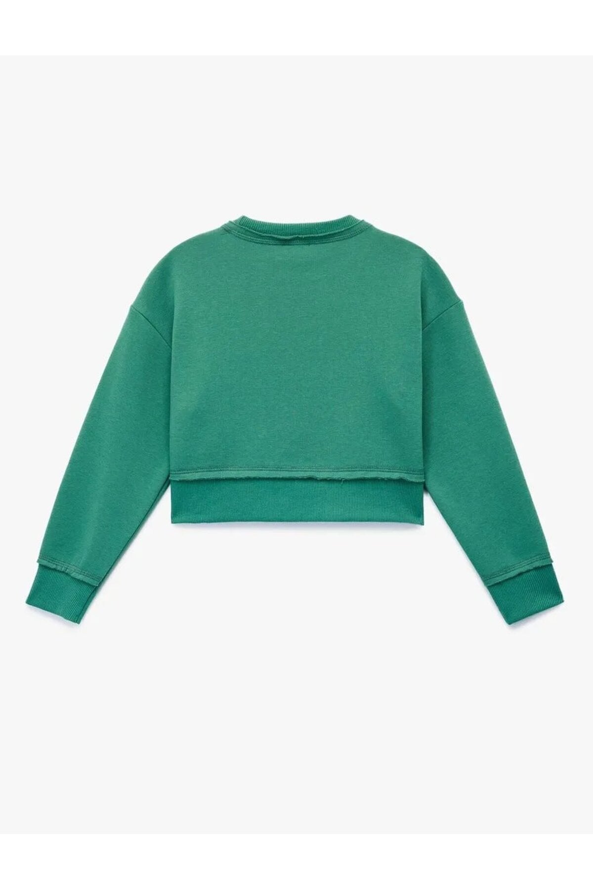 Şardonlu Uzun Kollu Bisiklet Yaka Baskılı Sweatshirt