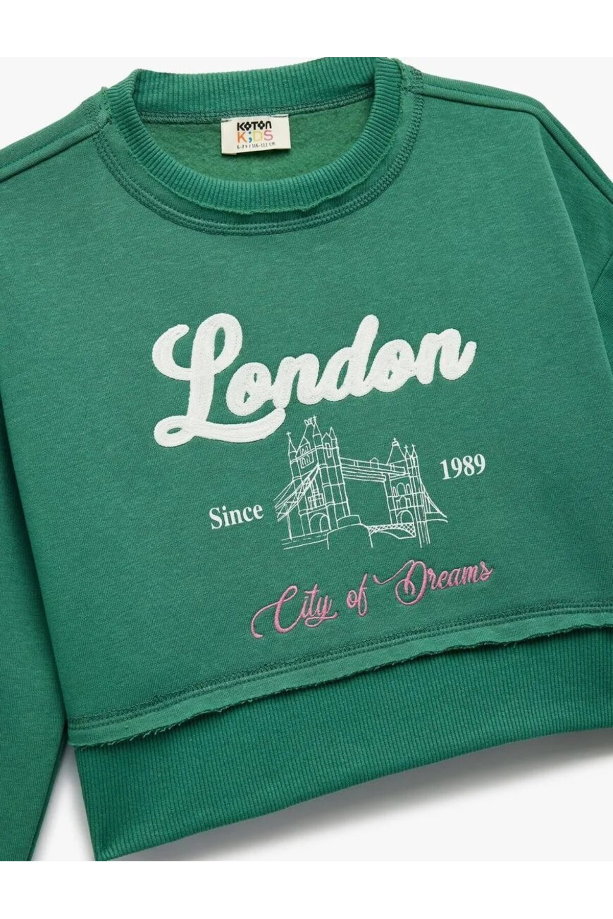 Şardonlu Uzun Kollu Bisiklet Yaka Baskılı Sweatshirt