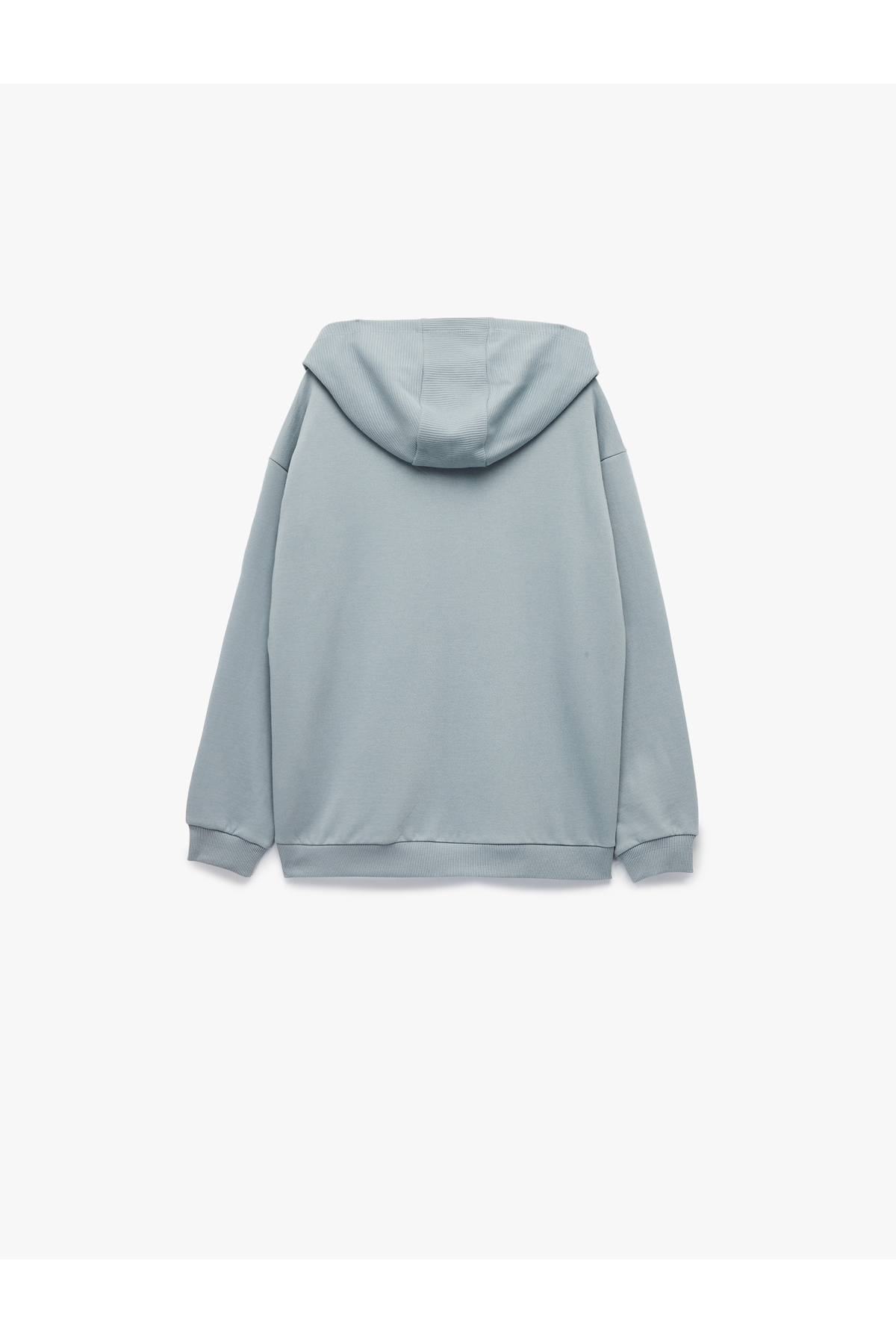 Şardonlu Uzun Kollu Fermuarlı Kapşonlu Sweatshirt