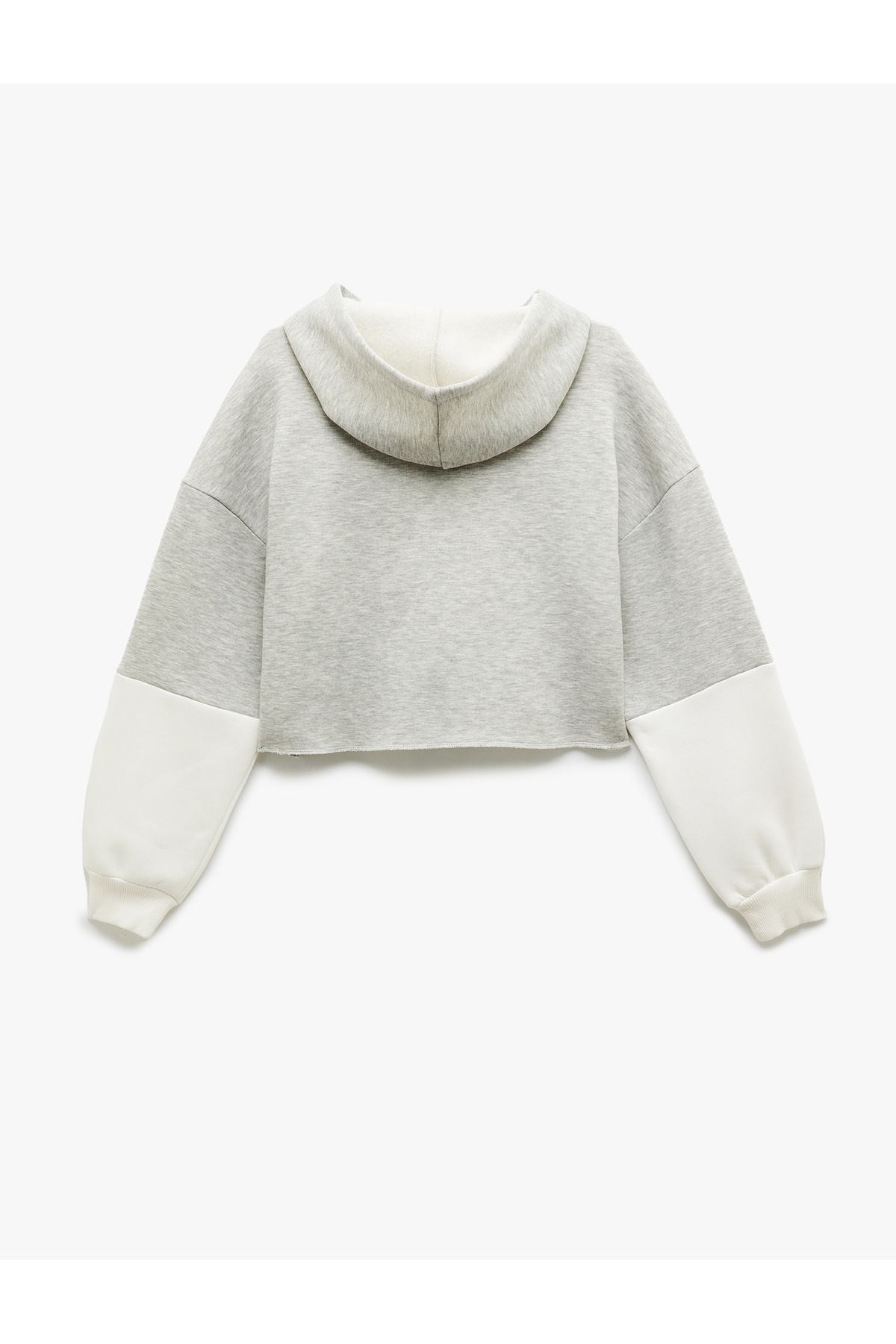 Şardonlu Uzun Kollu Fermuarlı Kapşonlu Crop Sweatshirt