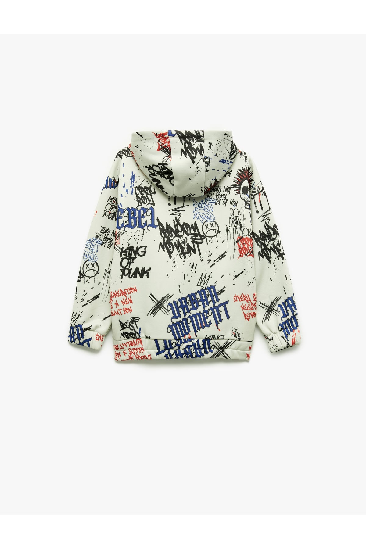 Şardonlu Uzun Kollu Yarım Fermuarlı Kapşonlu Oversize Sweatshirt