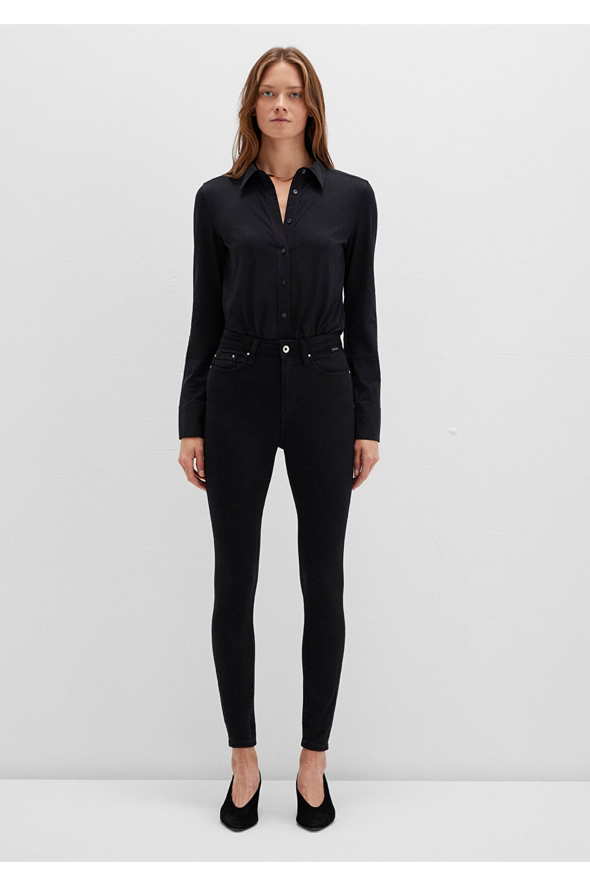 Serenay Black Gold Shape Jean Pantolon