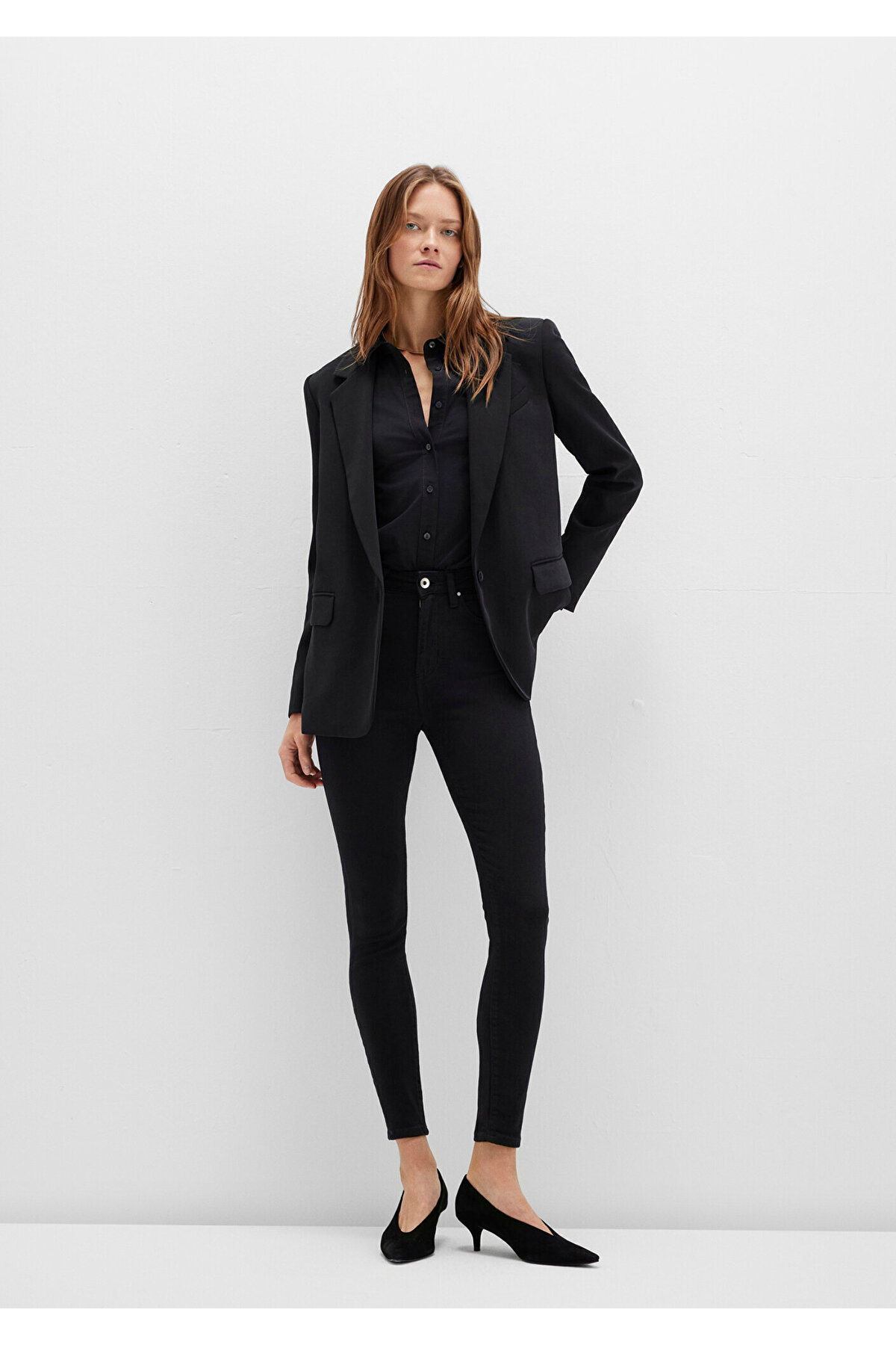Serenay Black Gold Shape Jean Pantolon
