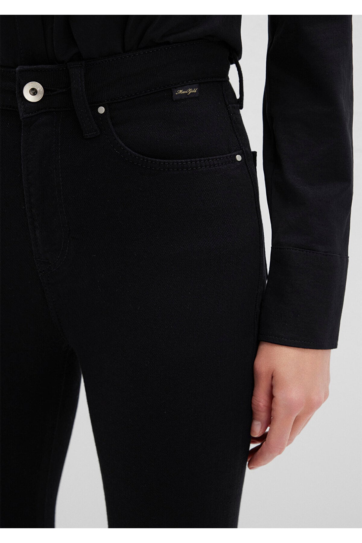 Serenay Black Gold Shape Jean Pantolon