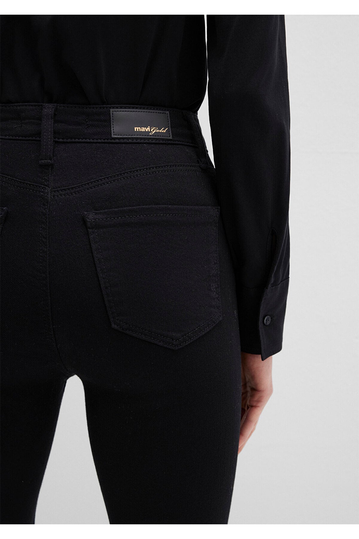 Serenay Black Gold Shape Jean Pantolon