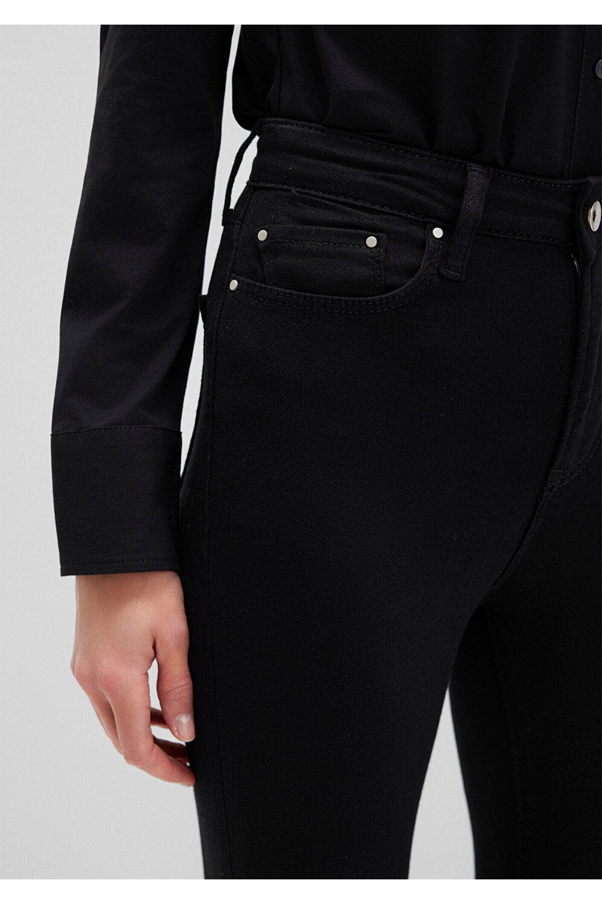 Serenay Black Gold Shape Jean Pantolon
