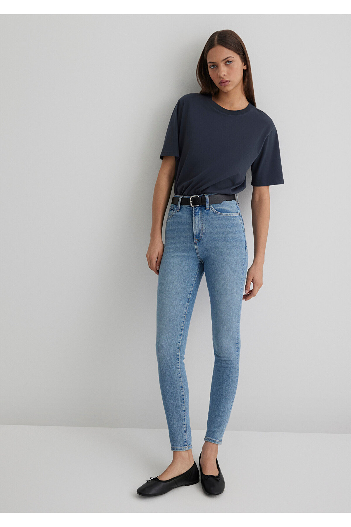 Serenay Gold Shape Puslu Indigo Mavisi Jean Pantolon 100980-80533