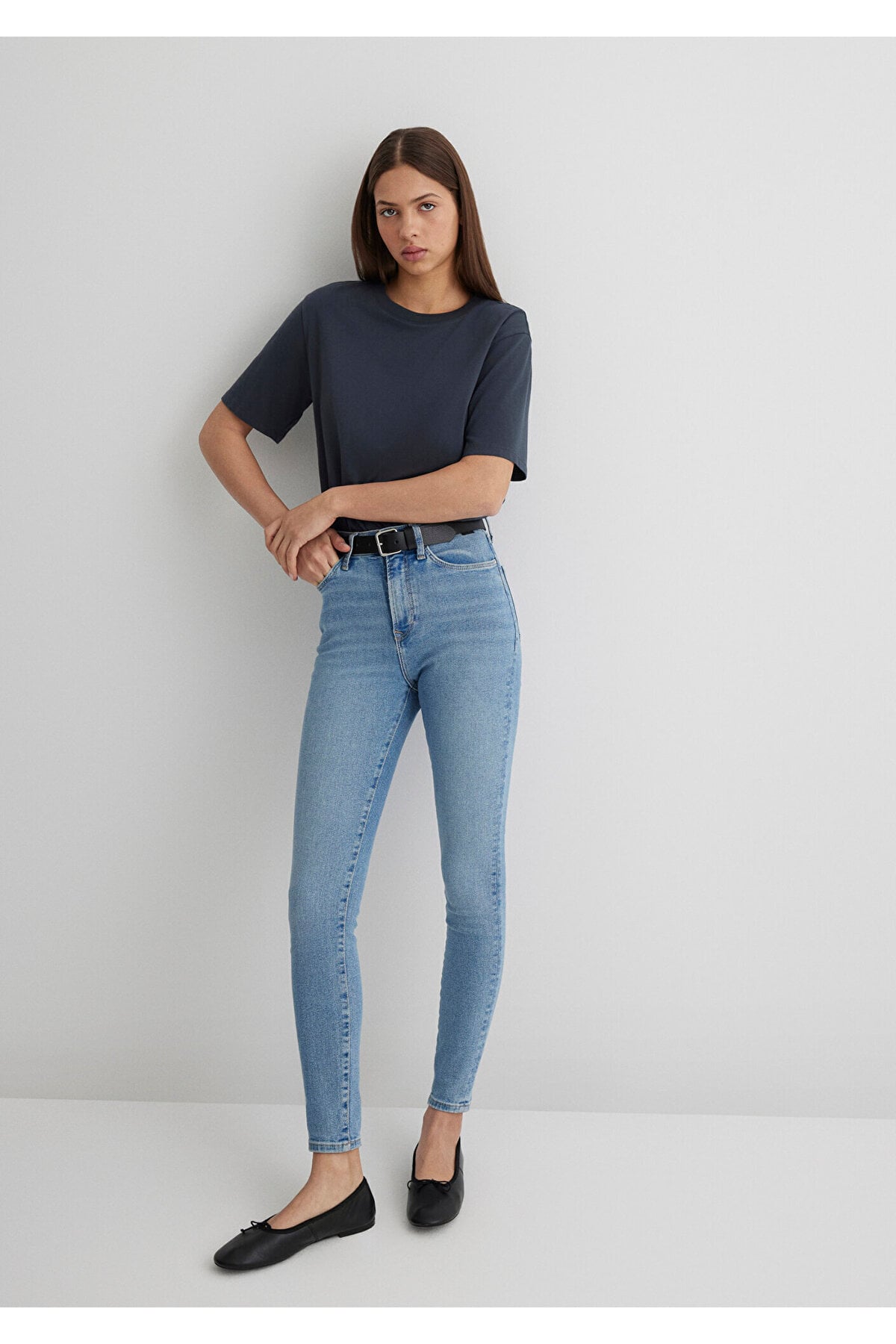 Serenay Gold Shape Puslu Indigo Mavisi Jean Pantolon 100980-80533