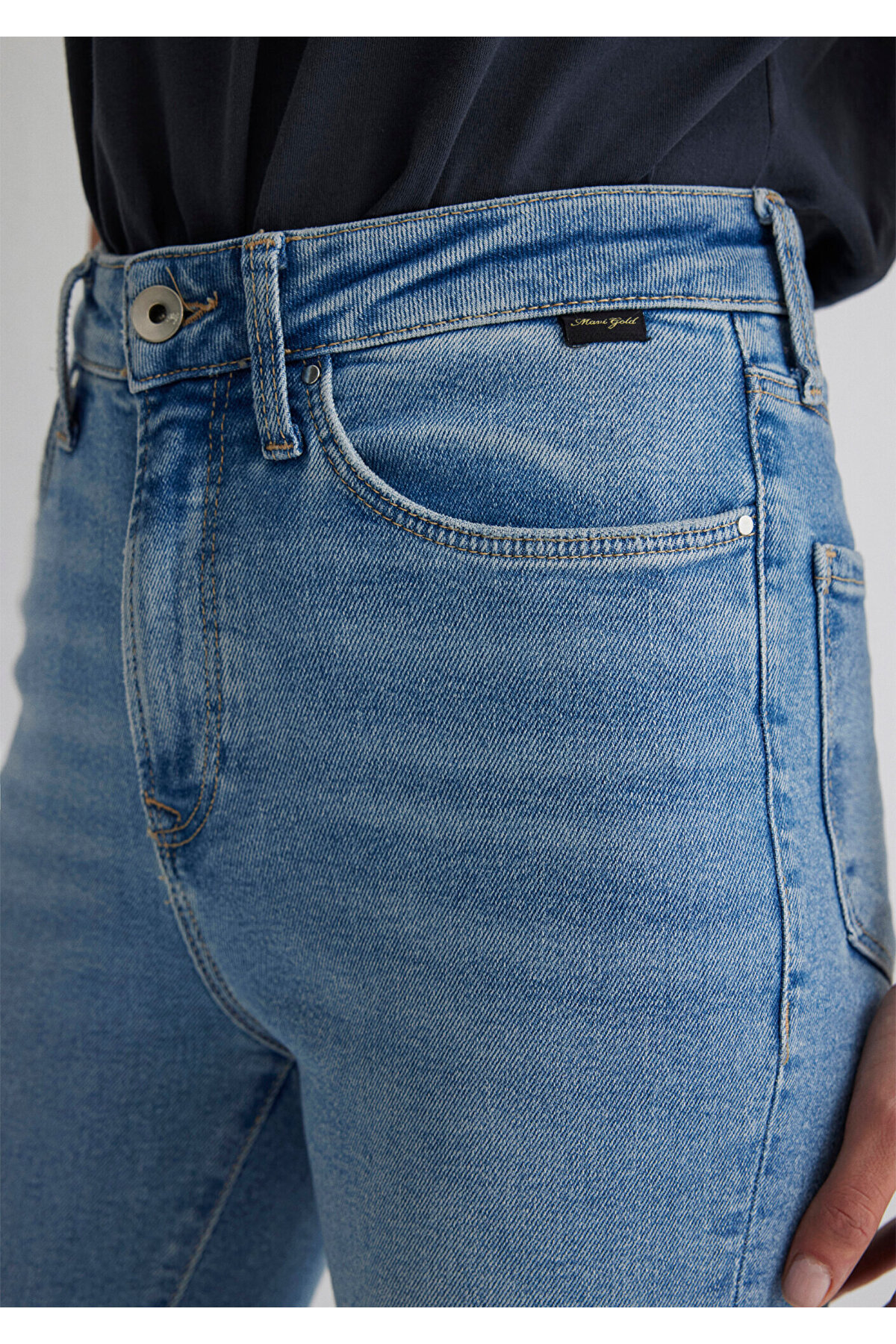 Serenay Gold Shape Puslu Indigo Mavisi Jean Pantolon 100980-80533
