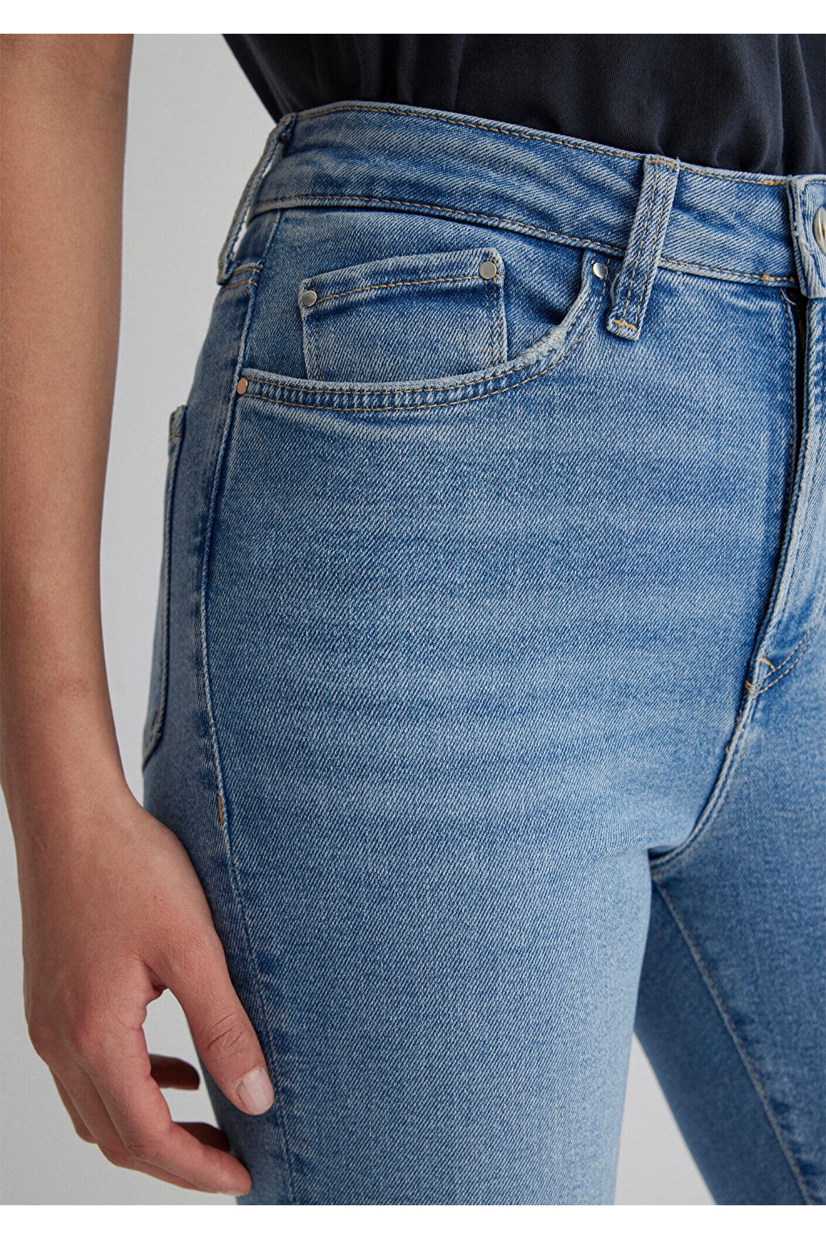Serenay Gold Shape Puslu Indigo Mavisi Jean Pantolon 100980-80533