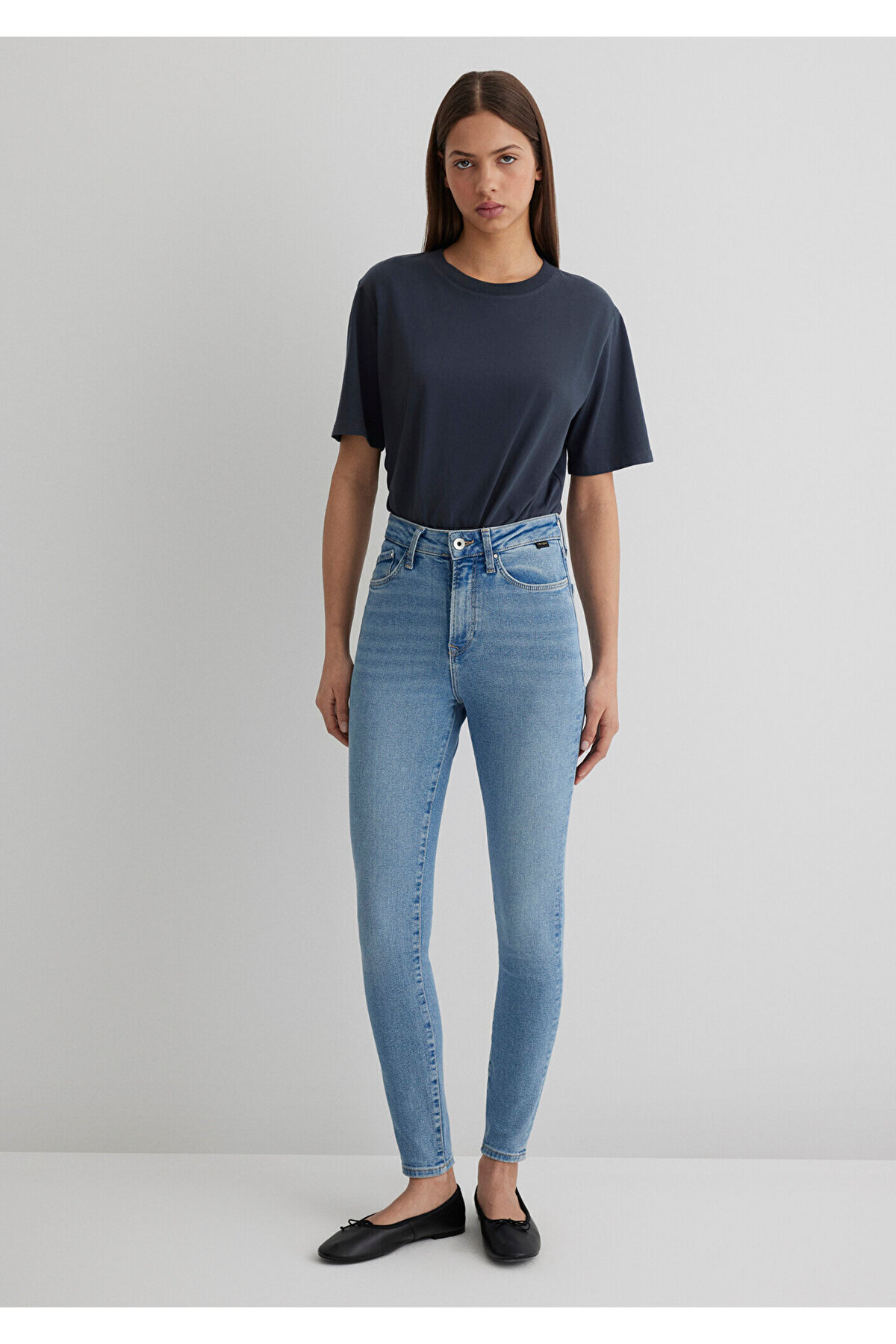 Serenay Gold Shape Puslu Indigo Mavisi Jean Pantolon 100980-80533