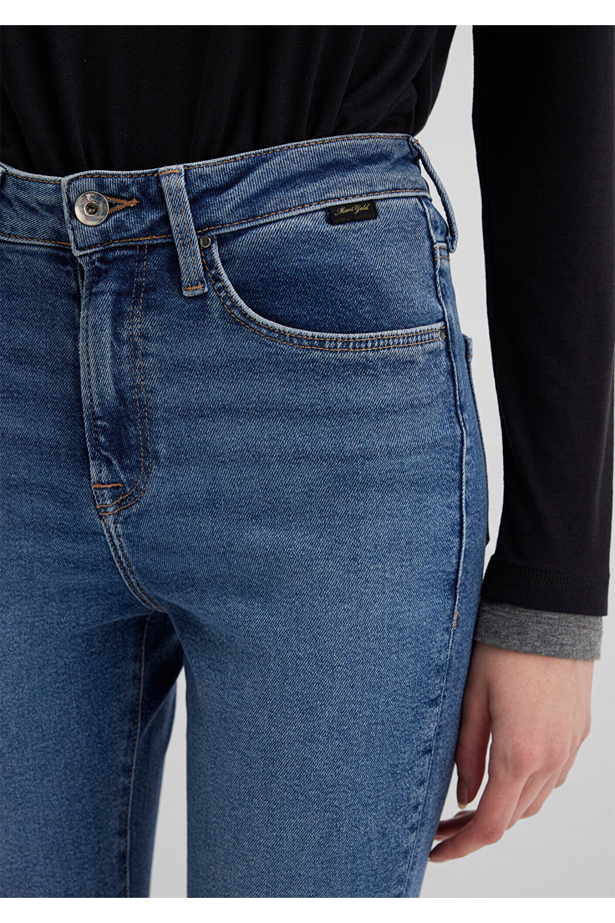 Serenay Gold Shape Vintage Indigo Mavisi Jean Pantolon 100980-82194