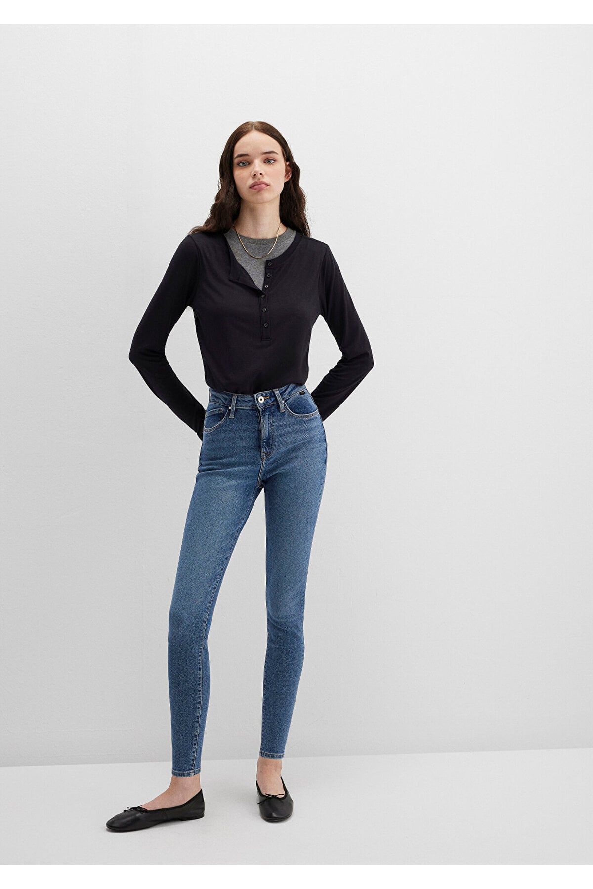 Serenay Gold Shape Vintage Indigo Mavisi Jean Pantolon 100980-82194
