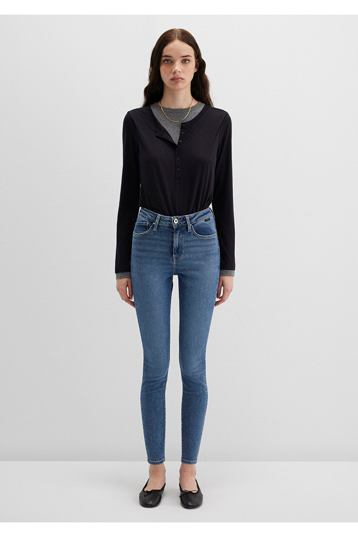 Serenay Gold Shape Vintage Indigo Mavisi Jean Pantolon 100980-82194