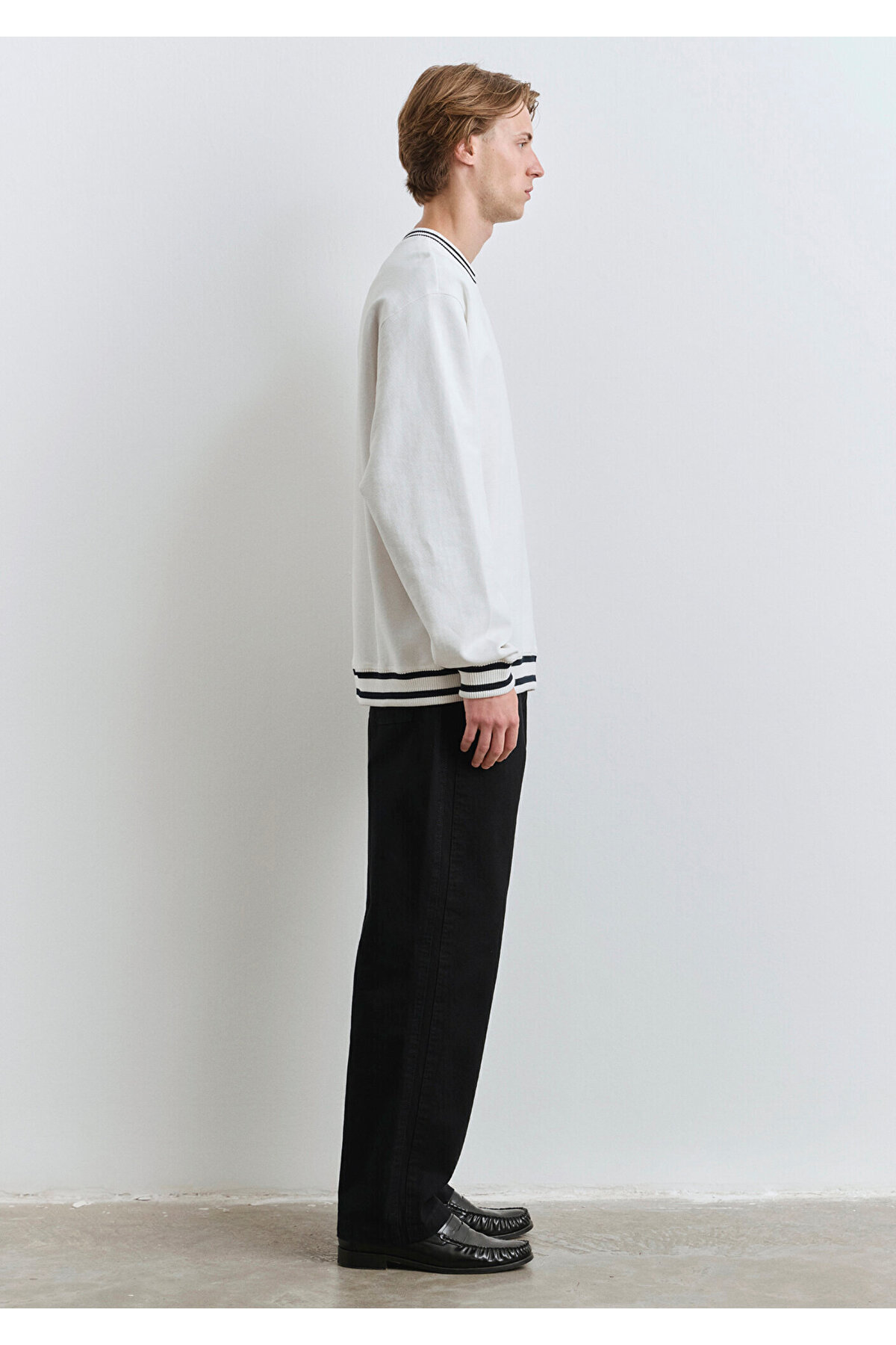 Şerit Detaylı Beyaz Sweatshirt 0S10378-70057