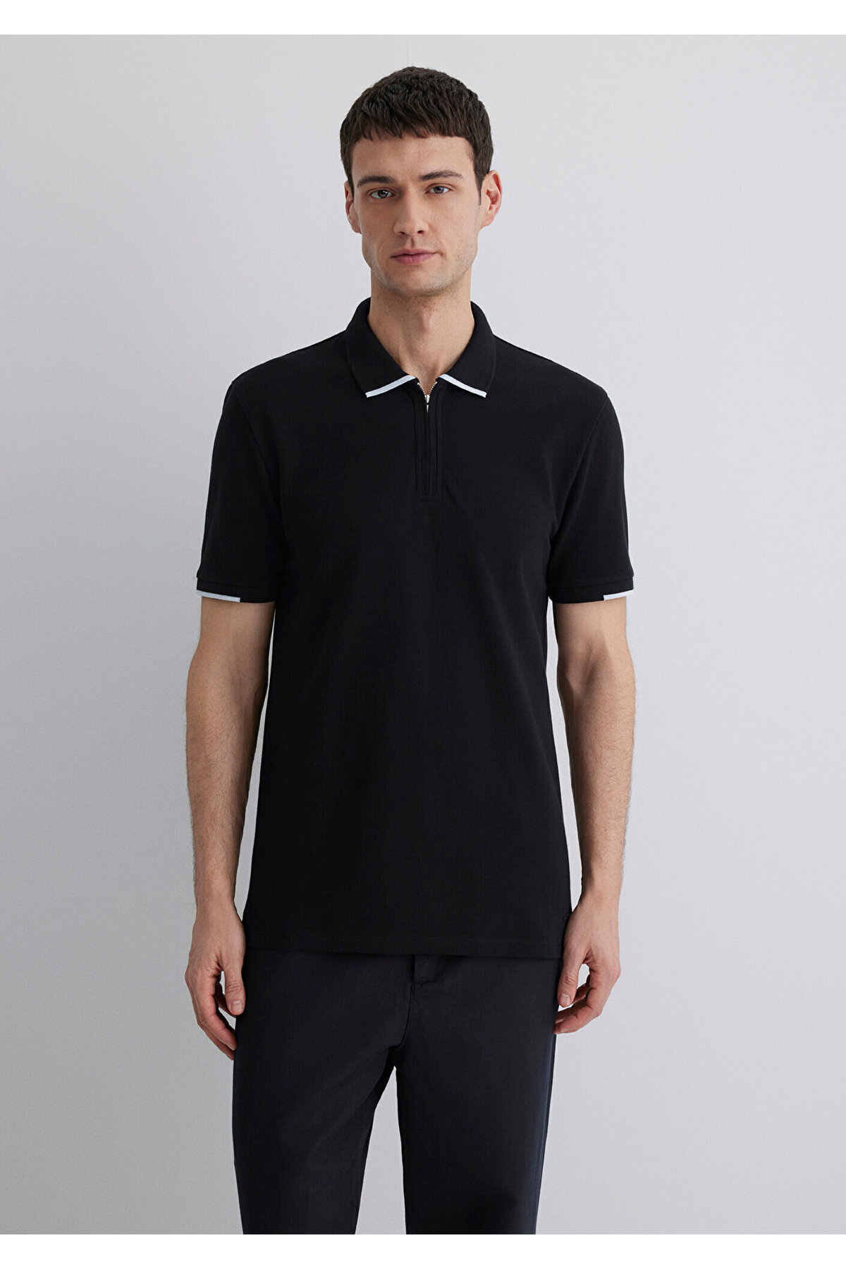 Şerit Detaylı Black Polo Tişört Regular Fit / Normal Kesim 0612654-900