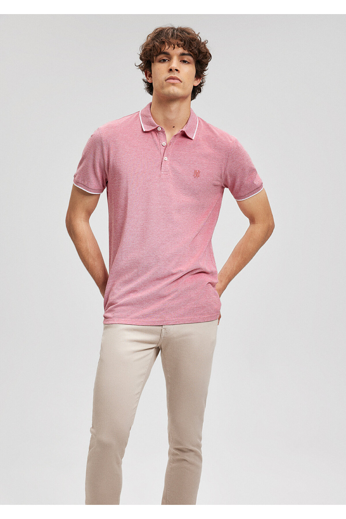 Şerit Detaylı Kırmızı Polo Tişört Slim Fit / Dar Kesim 065900-33203